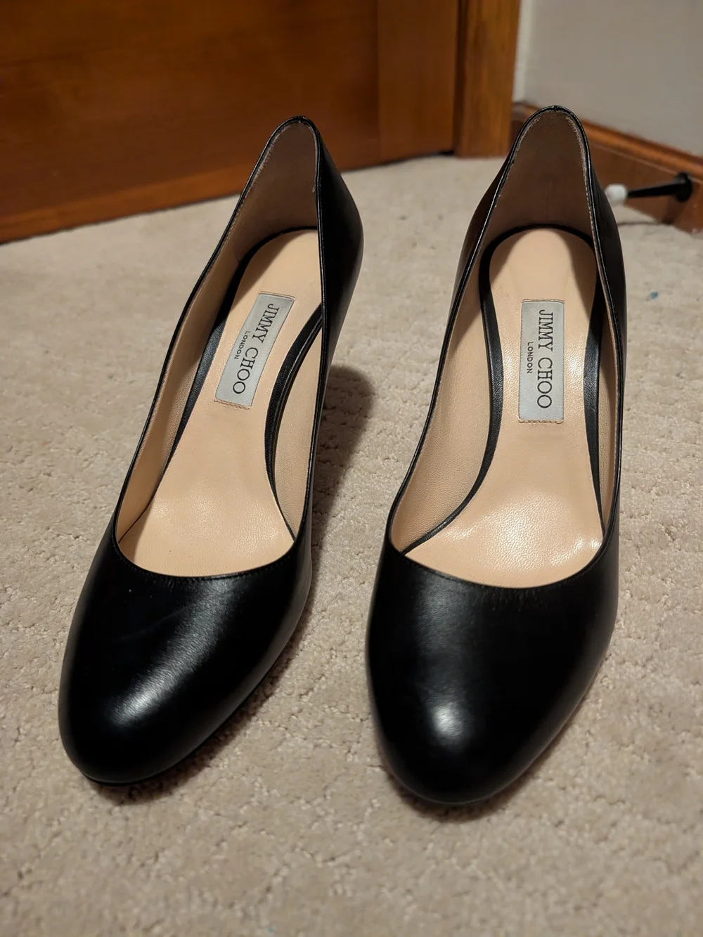 Jimmy Choo Black Leather Pointed-Toe Stiletto Pumps